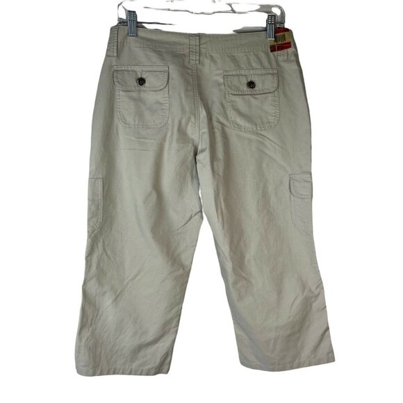 Lee Womens Cropped Capri Cargo Pants Tan Beige Pockets Size 9M New - Picture 2 of 12